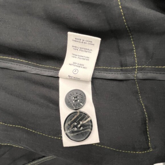 Avec Les Filles Trench Coat Size M Green Crinkle Satin Double Breasted-Flawed - Picture 14 of 15